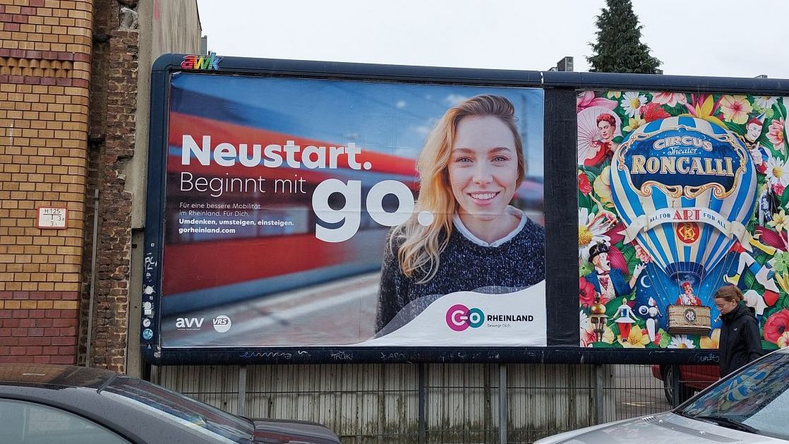 Das Bild zeigt das Motiv „Neustart“ der Werbekampagne von go.Rheinland.